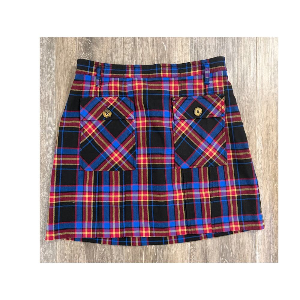 Free People Plaid Mini Skirt Size 2 Cargo Pocket Tartan Grunge